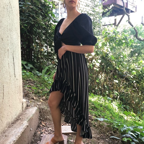 Express | Striped High Low Hem Skirt Sz XS - Picture 3 of 4